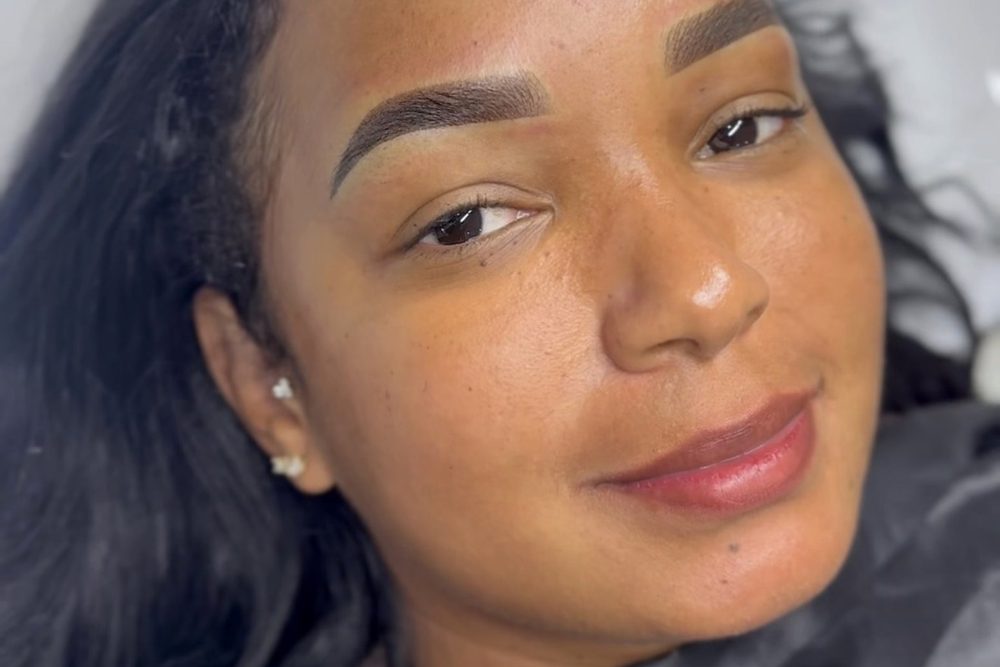 Brows and lip blush result on a client, Beauty by Yiyus, Newark NJ