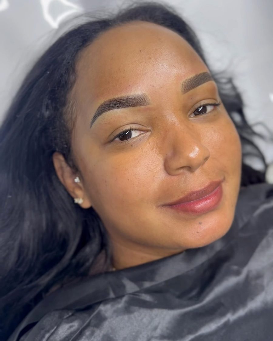 Brows and lip blush result on a client, Beauty by Yiyus, Newark NJ